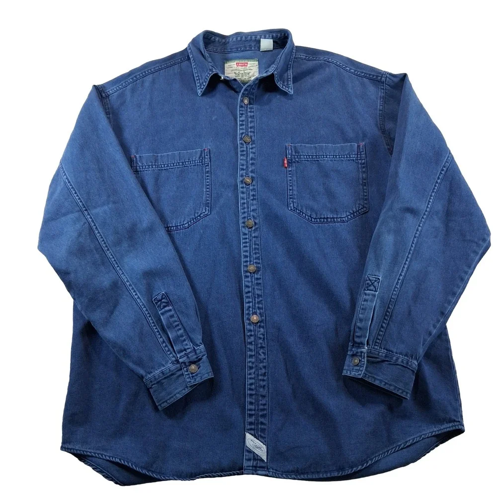 Levi's Denim Shirt Mens XL Blue Vintage 90s Button Down Long Sleeve 60560-1317
